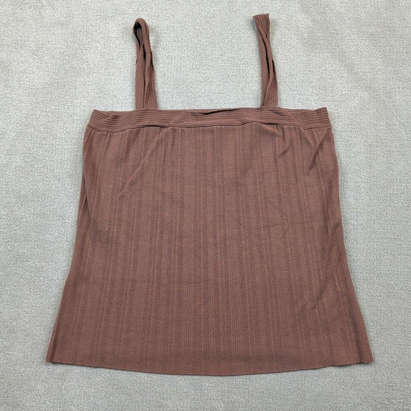 Michael Kors Camisole Womens Large Brown Ribbed Knit Square Neck Sleeveless — photo 2